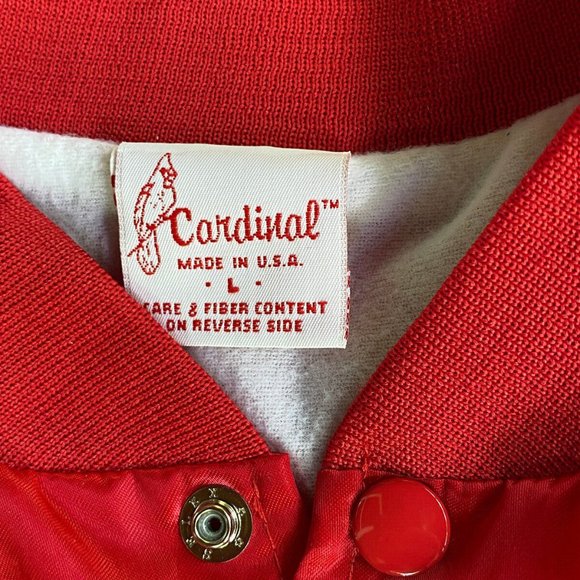 CARDINAL Vintage 50's 60's USA Made RED Satin Jacket Lined Windbreaker Sz.Large - Picture 8 of 15